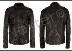 Men Vintage Look Leather Shirt 