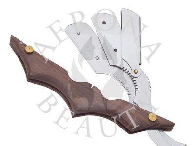 Straight Razor Mirror Finish Blade Holder with Wooden Handle