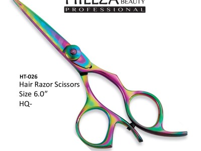 Professional Hairdressing Coated Scissors   Quality: Razor edge is very sharp and has top quality.               High performance on wet & dry hairs.              Adjustable tension screw and finger rest and finger rubber.             Use High Quality Mat