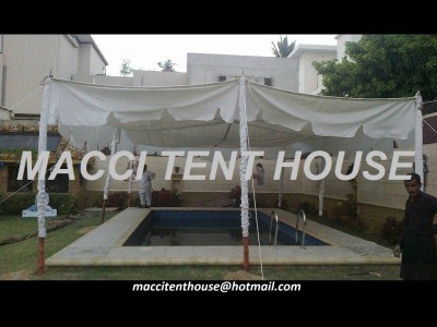 Shamiana Tent We Are Manufacturing Shamiana Tent. In Karachi Pakistan. Specification:Brand new Shamina Tent, Two Folds of Cloth, Outside 100% cotton Duck Fabric,White, And Green Colour, Inner Cloth, Plane,Or Printed Fabric, with Frill all round. Complete