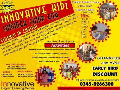 Summer Camp for kids for fluency in English Language.