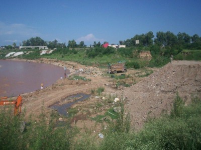 Construction of Guide Wall in river sawan with 150000 cusec discharge