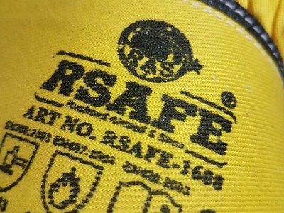 RSAFE Industrial work Gloves 1608  Palm cow split leather with Golden cow split leather reinforcement as nature's soft leather, it has very high tensile strength, and abrasion-resistant properties, back drill, high level of protection, extremely good fing