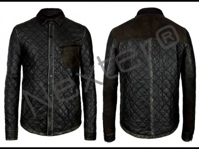 Cross Edge Men Vintage Leather Shirt