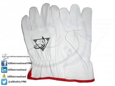 AllSafe Driver Gloves 4 Made Of Full Goatskin Leather Gloves with Red Piping.