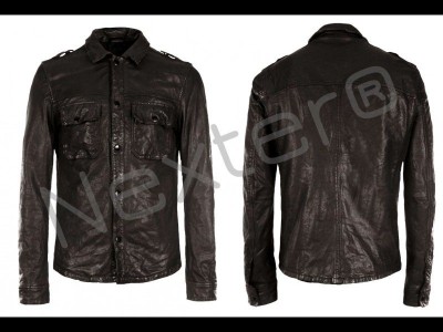 Men Vintage Look Leather Shirt